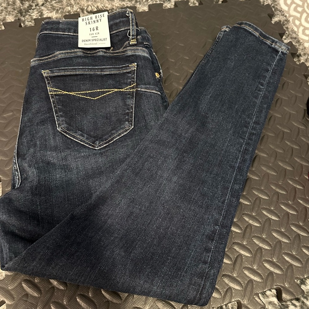 *NEW* Sz 16* River Island* Blue High Waisted Bum Sculpt Skinny Jeans